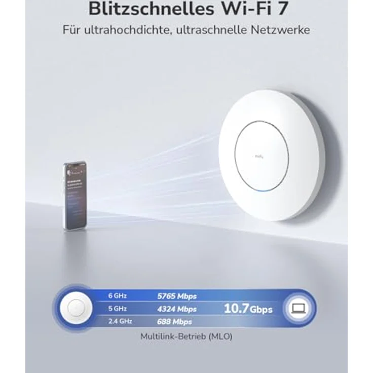 Cudy BE11000 Tri-Band Wi-Fi 7 Access Point, 10 GB SFP+ Port, 2,5 G PoE-in, Cudy APP-Steuerung, PoE/DC betrieben, AP11000 – Bild 3