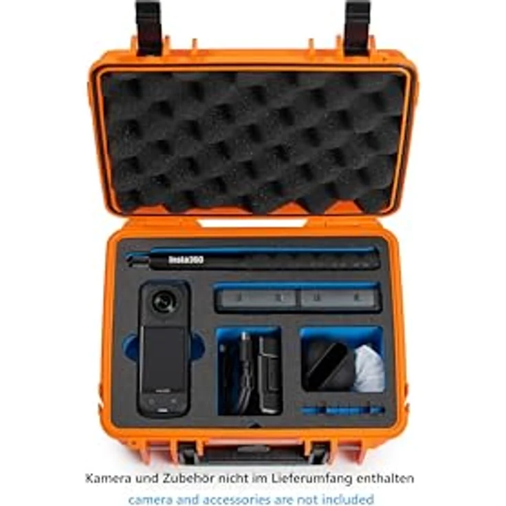 B&W International Schutzkoffer 1000 (PP.41) für Insta360 X5 – Orange – wasserdicht und staubdicht (IP67), stoßfest mit passgenauem Inlay – Bild 4