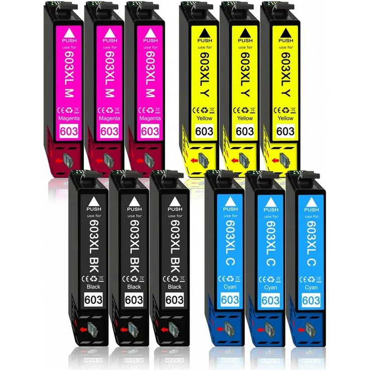 Druckerparadies 12er Pack Druckerpatronen 603 603XL kompatibel mit Epson XP-3150 Tintenpatrone (12-tlg) - XL Füllmenge, brillante Farben, integrierter Chip