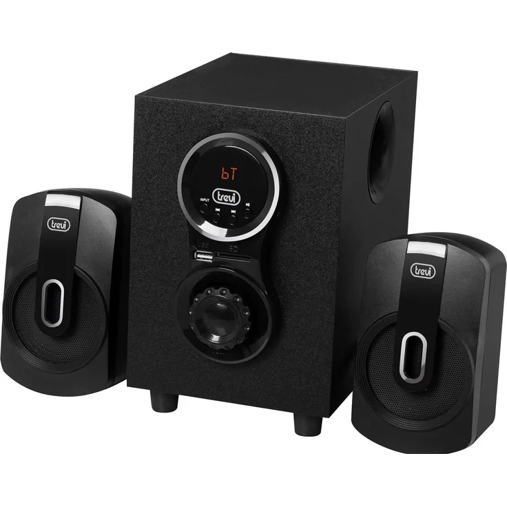 Trevi AVX 615 BT, 2.1 PC-Lautsprecher mit Subwoofer, 30 W Leistung, Schwarz, Bluetooth und Fernbedienung