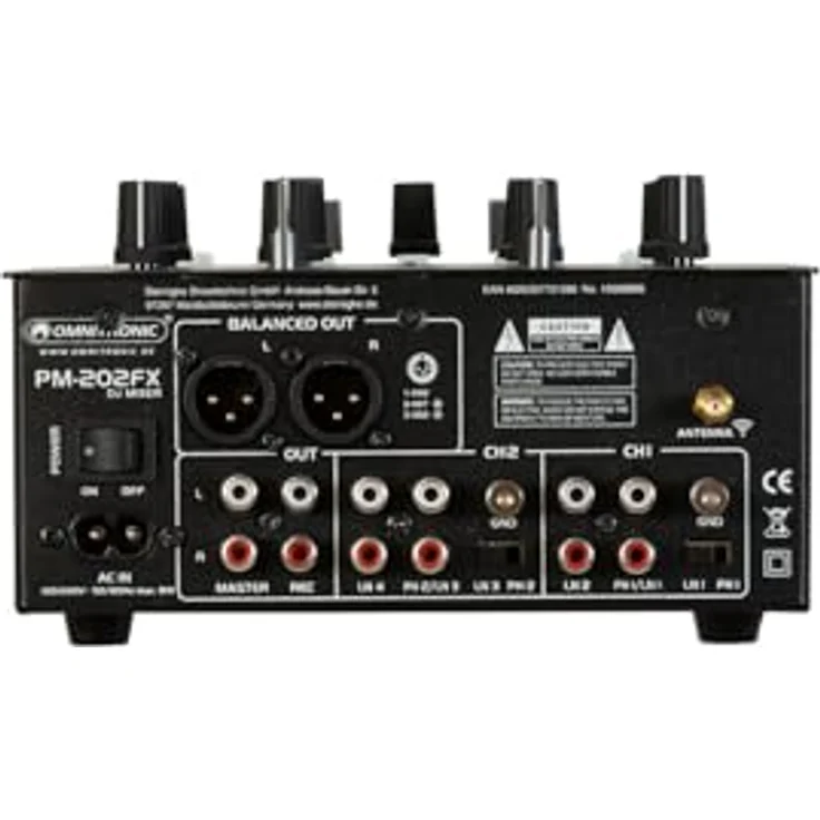 OMNITRONIC PM-202FX, 2-Kanal-DJ-Mixer mit Bluetooth, bipolarem Filter und 6 Soundeffekten – Bild 4