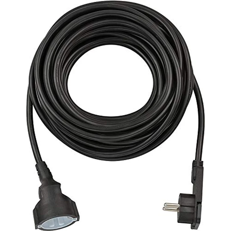 Brennenstuhl Qualitäts-Kunststoff-Verlängerungskabel mit Flachstecker, 10m, flach für Innen, schwarz, 5er Pack mit intelligentem Ausklappgriff – Bild 1