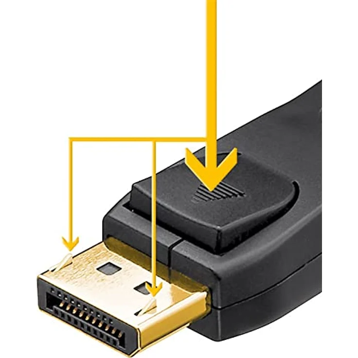 GOOBAY DisplayPort™-Kabel 1.4, 32,4 Gbit/s, Schwarz, für UHD 4K @ 60 Hz, vergoldete Stecker, sichere Steckerverriegelung – Bild 2