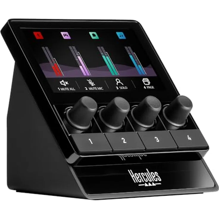 Hercules Stream 100, Intuitiver Audio-Controller zur Steuerung von Livestreams in Echtzeit, Bis zu 8 Tracks, LCD-Bildschirm, Hochauflösende Encoder, 4 Aktionstasten, Anpassbares Interface – Bild 1