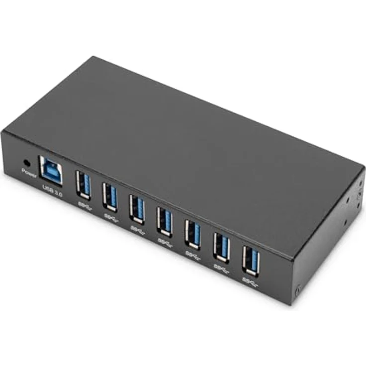 DIGITUS USB-Hub - 7 Ports - USB 3.0-5 Gbit/s - 15 kV ESD-Schutz - Hutschienenmontage - Industrial Serie - Schwarz – Bild 1