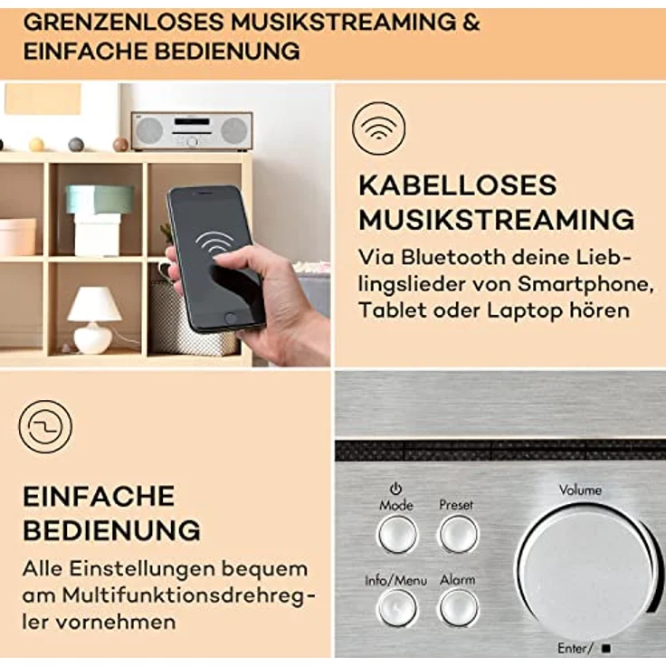 Silver Star CD-DAB 2x20W max. Slot-In CD-Player DAB+ BT Alu weiß Braun – Bild 5