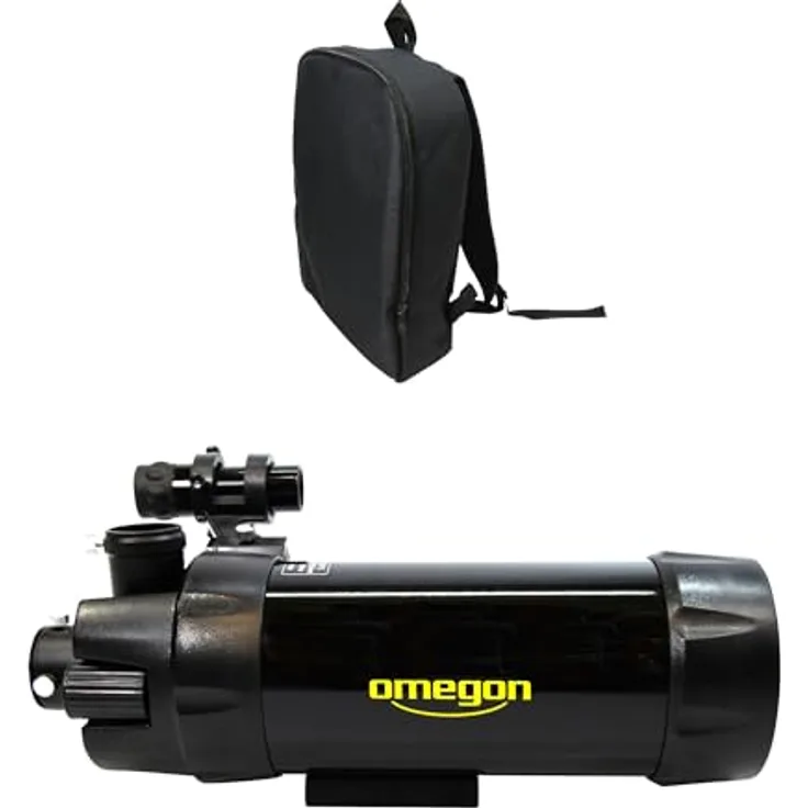 Omegon Maksutov Teleskop MC 90/1250 OTA, kompaktes Spiegelteleskop mit 90mm Objektivöffnung und Transportrucksack