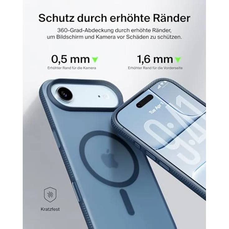 Belkin Grip SheerForce Schutzhülle für iPhone Air, dunkelblau, Stoßschutz bis 2 Meter, mit Kamerasteuerung und erhöhten Rändern – Bild 6
