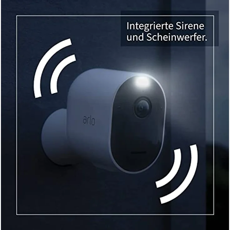Arlo Pro 4 Spotlight VMC4050B WLAN Überwachungskamera, Kabellos, Innen / Aussen, 2K, Farbnachtsicht, Bewegungsmelder, 6 Monate Akku, 2-Wege Audio, direkte WLAN Verbindung, kein Hub benötigt, Schwarz – Bild 4