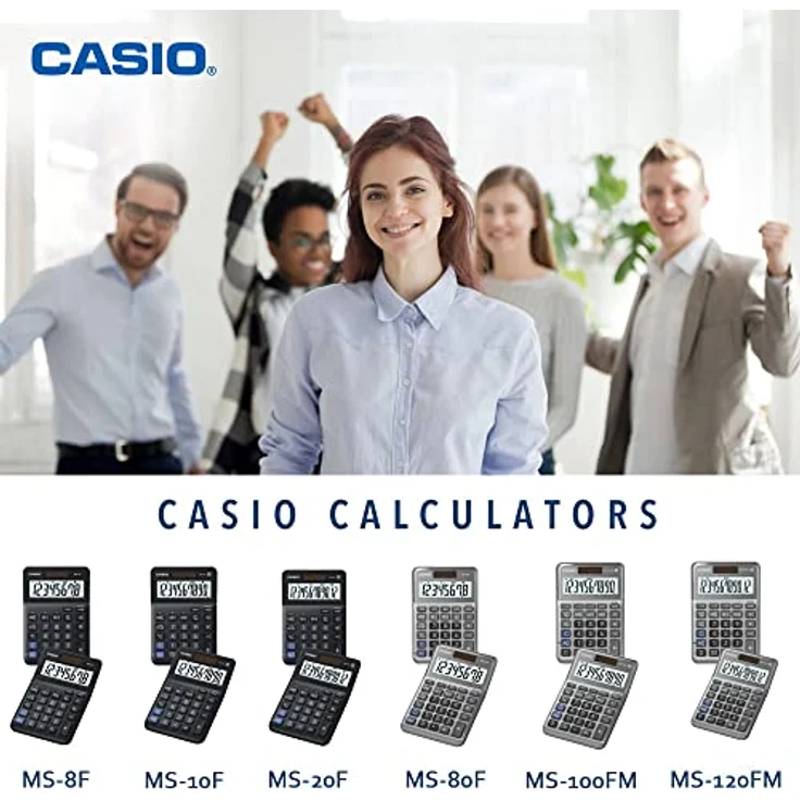 Casio Tischrechner MS-80F, 8-stellig, Steuerberechnung, Quadratwurzel, Aluminiumfront, Vorzeichenwechsel, Solar/Batteriebetrieb – Bild 5