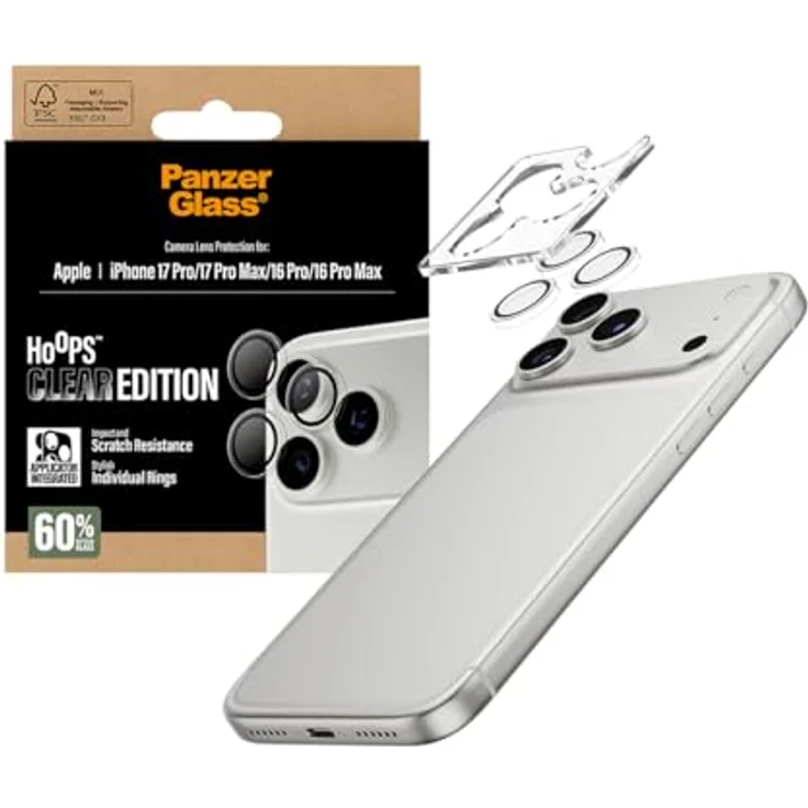 Panzer Glass Hoops Transparent PG38406, Kamera-Schutz für iPhone 16 Pro/17 Pro, kristallklarer Schutz ohne Verzerrung – Bild 5