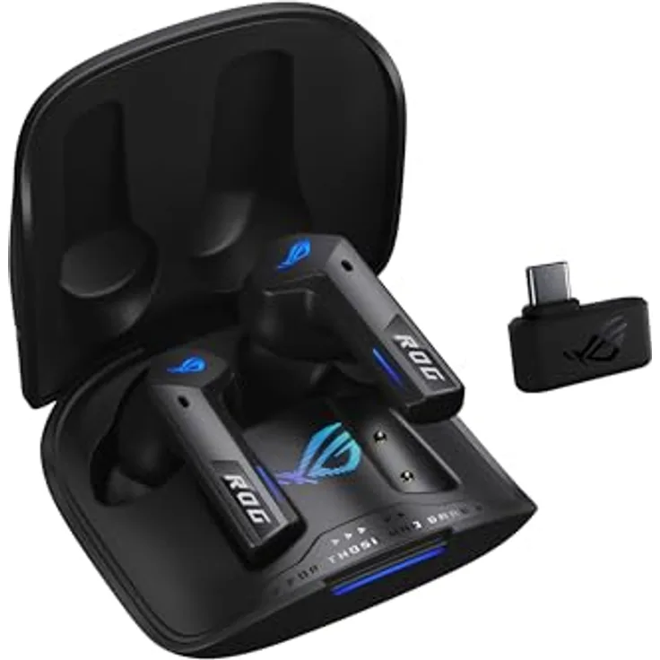 ASUS ROG Cetra True Wireless SpeedNova Black RGB In-Ear Gaming Kopfhörer (ROG SpeedNova Wireless-Technologie, AI-Mikrofon, Geräuschunterdrückung (ANC), 46 Std. Akkulaufzeit, kabelloses Laden, schwarz)