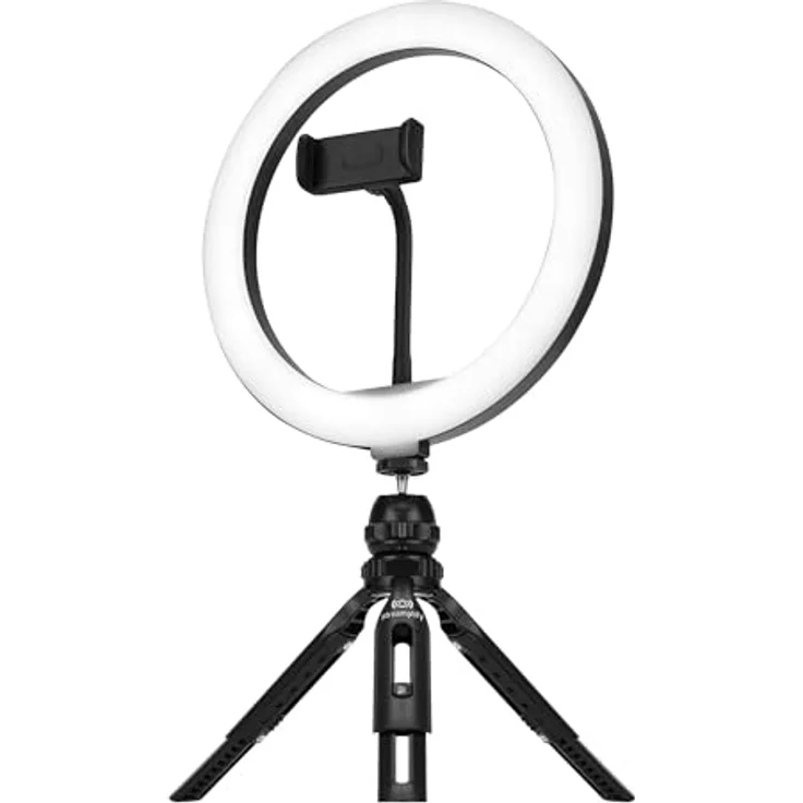 Streamplify Light 10 Ringlicht mit Stativ 25,4 cm - LED Ringleuchte mit 480 Lumen Helligkeit - 3 Farbtemperaturen, schwarz – Bild 1
