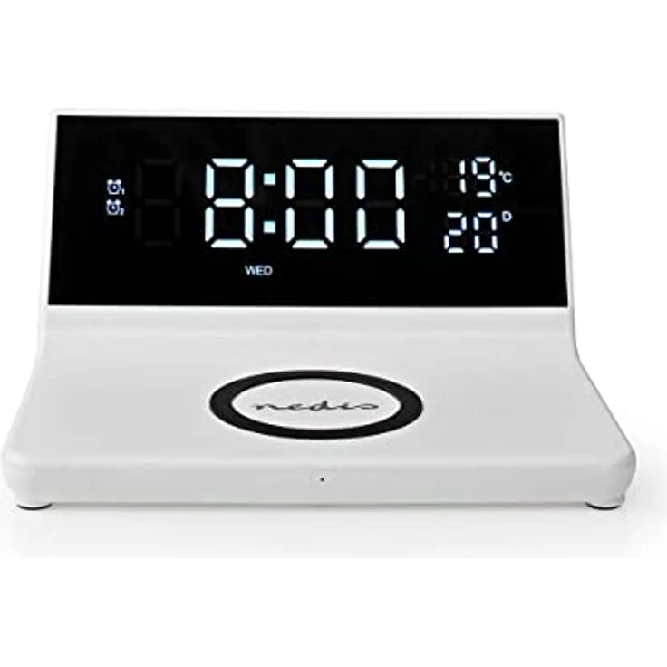Nedis Wecker Kabelloses Ladegreät | Qi Zertifiziert | 5/7.5/10 / 15 W | USB-A Stecker | 2 Alarmzeiten | Snooze-Funktion – Bild 2