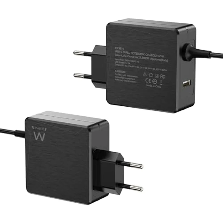Ewent EW3978, USB Type-C Notebook Netzteil mit 65W Leistung, Schwarz, kompaktes Design mit 150 cm Kabel und Power Delivery Schutzsystem – Bild 2