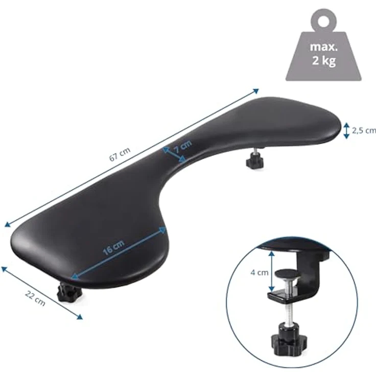 hjh OFFICE RELEX RT2 Handballenauflage Armstütze aus Leder, ergonomisch, pflegeleicht, für PC-Arbeit – Bild 3