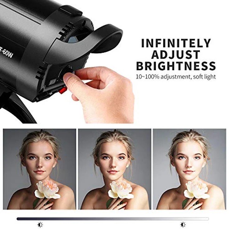 K&F Concept LED Studioblitz SL-60W CRI95+ LED 5600K LED Video Licht mit Auslöser, Fernbedienung, Einstellbarer Bowens Halterung,Beleuchtungseffekte,Licht für für Video Foto Porträtaufnahmen – Bild 3