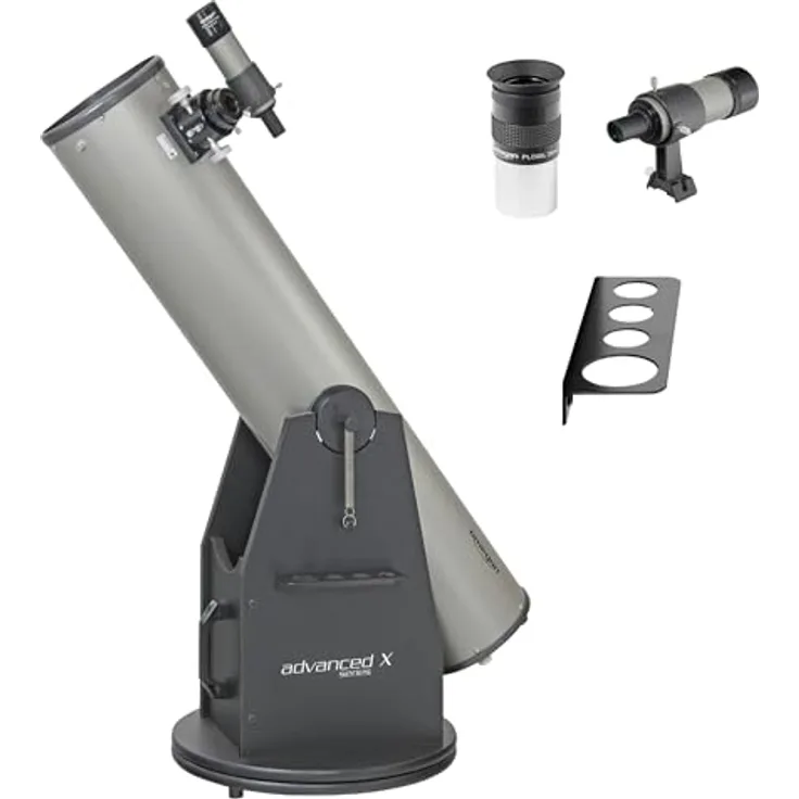Omegon Dobson Teleskop Advanced X N 203/1200, 203 mm Öffnung, Crayford-Fokussierer, 94% Reflektionsbeschichtung für brillante Bilder