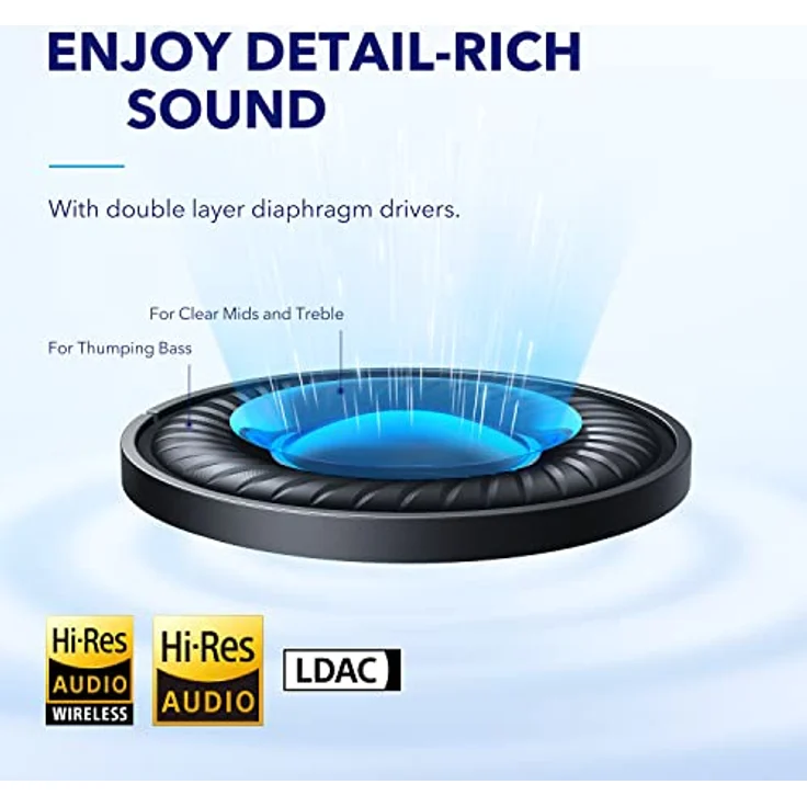 Soundcore by Anker Space Q45, Bluetooth Kopfhörer mit 50 Std. Wiedergabe, LDAC Hi-Res Wireless Audio, Kristallklare Anrufe – Bild 5