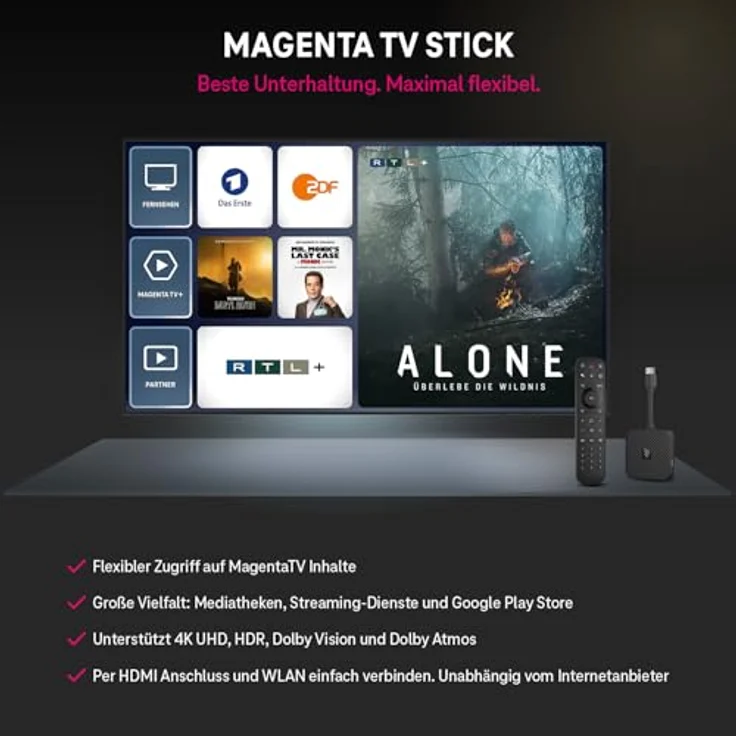 Telekom Magenta TV Stick (2. Gen.), TV-Karte mit HDR 10, Dolby Vision, Bluetooth 5.2, schwarz – Bild 4
