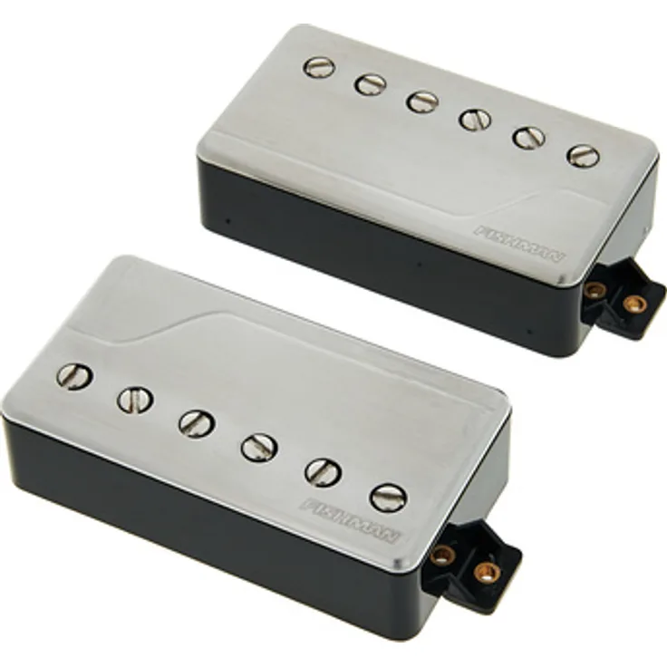 Fishman Fluence Classic HB Set BRS, Aktives Humbucker-Tonabnehmer-Set für E-Gitarre mit 3 Voicings, Brushed Stainless Steel Kappenfarbe