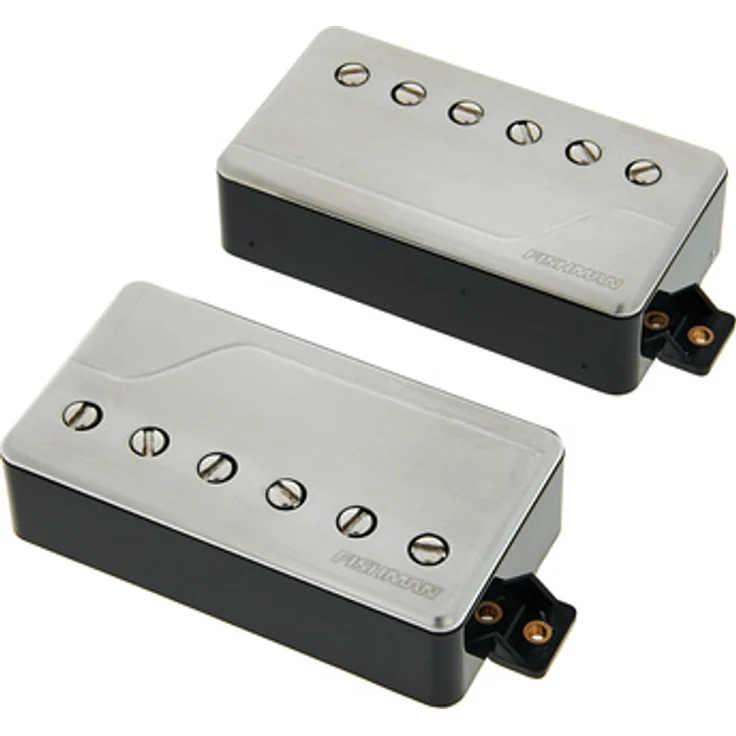 Fishman Fluence Classic HB Set BRS, Aktives Humbucker-Tonabnehmer-Set für E-Gitarre mit 3 Voicings, Brushed Stainless Steel Kappenfarbe