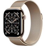 Apple Watch Series 11 Cellular, 42 mm, Titangehäuse Gold, Milanaise Armband Gold