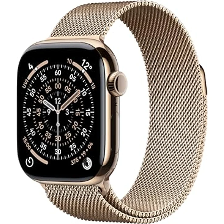 Apple Watch Series 11 Cellular, 42 mm, Titangehäuse Gold, Milanaise Armband Gold – Bild 1