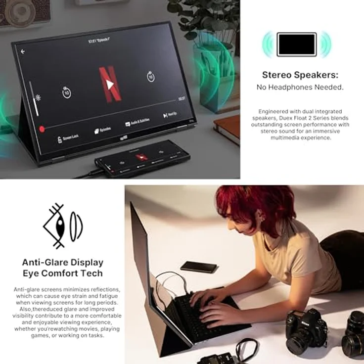 Mobile Pixels Duex Float 2 Pro, Tragbarer 16" LCD-Monitor mit 2.5K Auflösung, Schwarz – Bild 5
