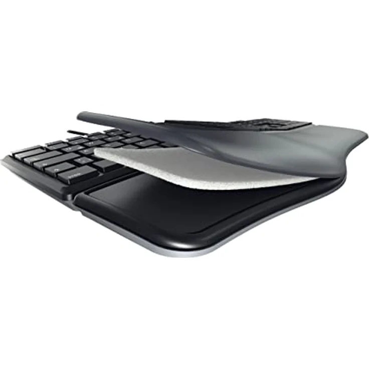 CHERRY KC 4500 ERGO, ergonomische Tastatur, Spanisches Layout (QWERTY), kabelgebunden, gepolsterte Handballenauflage mit Memory-Schaum, geschwungenes Tastenfeld, schwarz – Bild 3