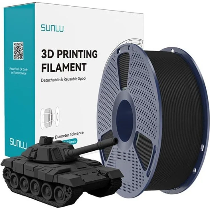 Sunlu PLA+ High-Speed Black Filament, 3D-Druckmaterial mit hervorragenden mechanischen Eigenschaften und schnellem Druckvorgang