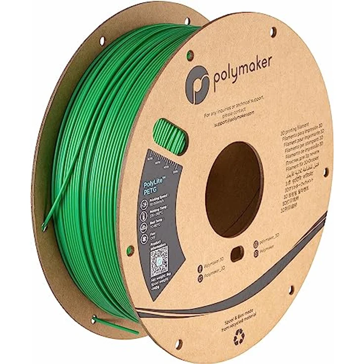 Polymaker PolyLite PETG, 3D-Druckfilament in Grün, 1,75 mm, 1 kg, hohe Qualität und Zuverlässigkeit – Bild 1