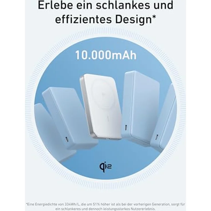 Anker MagGo Powerbank, Ultra-schlankes 10.000mAh magnetisches Akkupack, Qi2-zertifiziert, 15W Ultra-schnelles MagSafe-kompatibles Ladegerät, nur für iPhone 16/15/14/13 – Bild 2