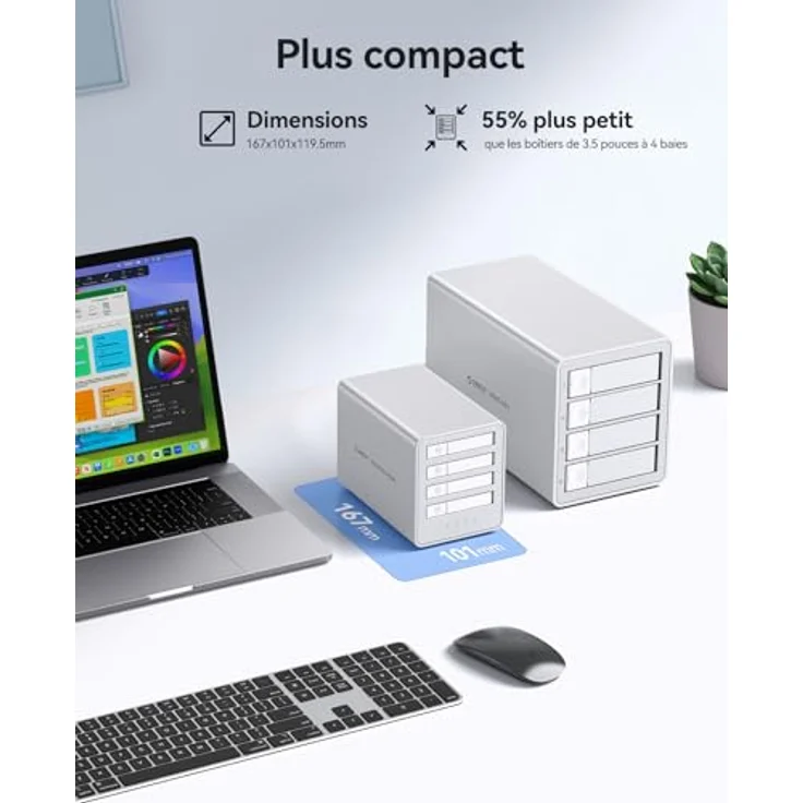 ORICO Aluminium RAID Festplattengehäuse 4-Bay 2.5 Zoll, Dockingstation für SSD/HDD mit Lüfter, Unterstützung für bis zu 32 TB, USB 3.2 Gen2, 7 RAID Modi – Bild 2