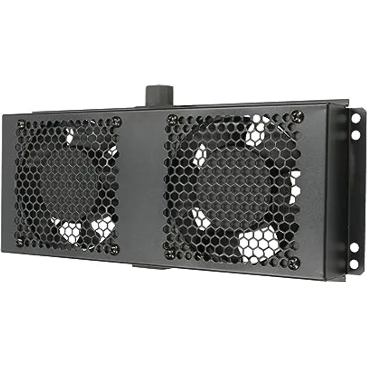 Extralink Ventilator Panel, 2 Ventilatoren, Schwarz, für Serverschrank Standschrank, 19 Zoll Netzwerkschrank, Temperaturregelung, eingebaute Sicherung, Kabel für Thermostat – Bild 2