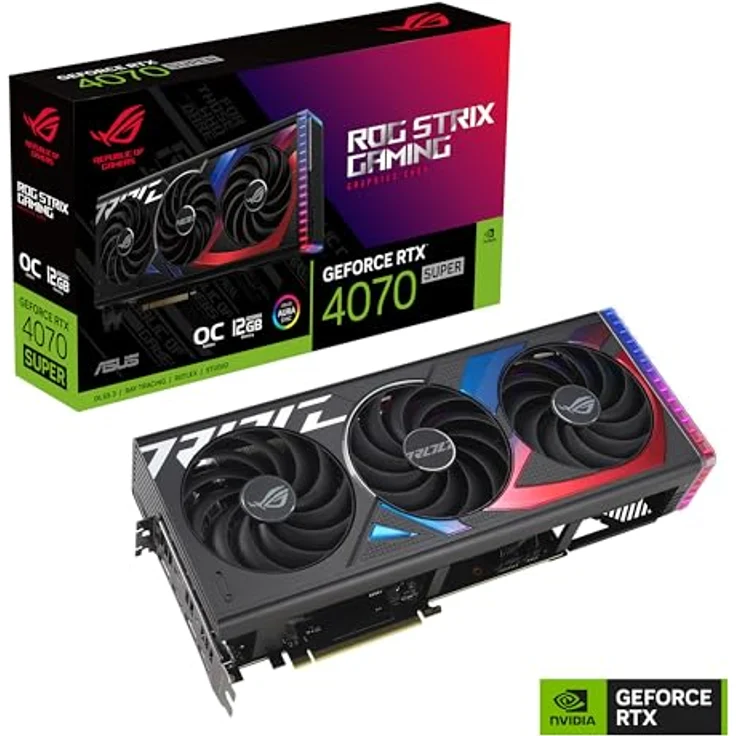 ASUS ROG STRIX GeForce RTX 4070 SUPER 12GB OC Edition GDDR6X Gaming Grafikkarte (Nvidia GeForce RTX4070 DLSS 3, PCIe 4.0, 2x HDMI 2.1a, 3x DisplayPort 1.4a, ROG-STRIX-RTX4070S-O12G-GAMING) – Bild 2