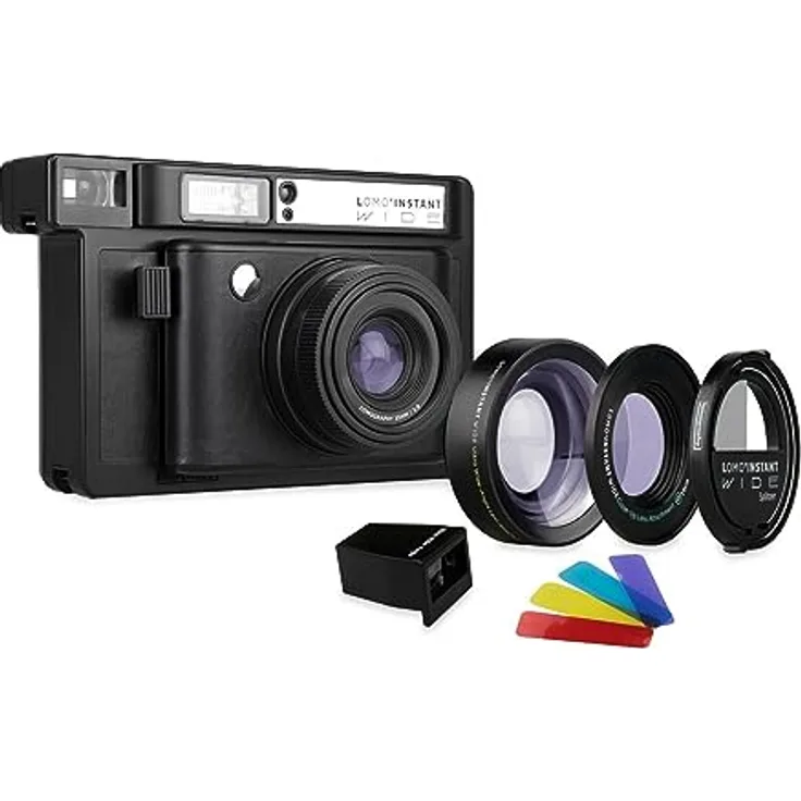 Lomography Lomo'Instant Wide Combo Black - Instant Film Kamera mit Premium 90mm Objektiv