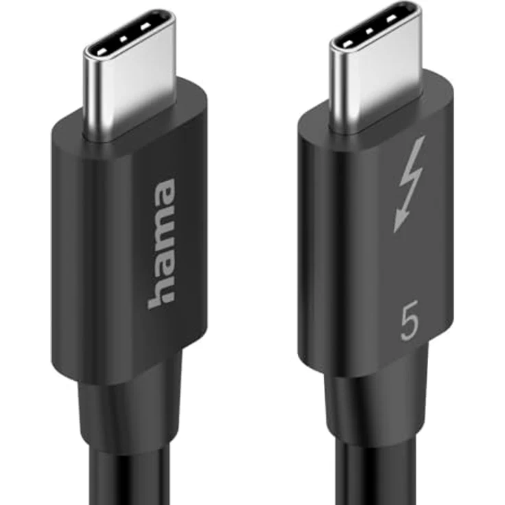 Hama Thunderbolt-5 Kabel, 1 m USB-C auf USB-C, 80 Gbit/s, 5 A, 240 W, Ultra-HD 8K, schwarz, versandkostenfrei – Bild 3