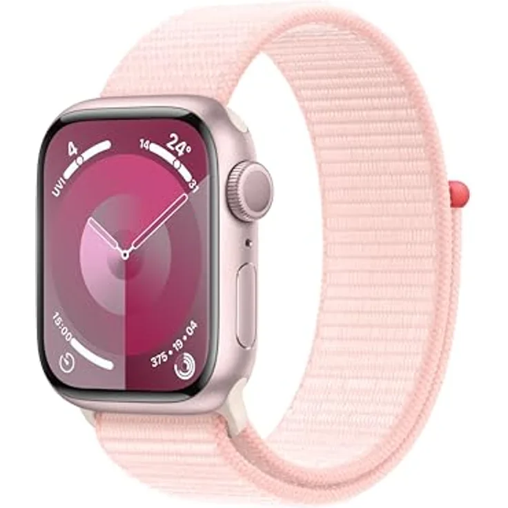 Apple Watch Series 9 GPS, 41 mm Aluminiumgehäuse Rosé, Sport Loop Hellrosa