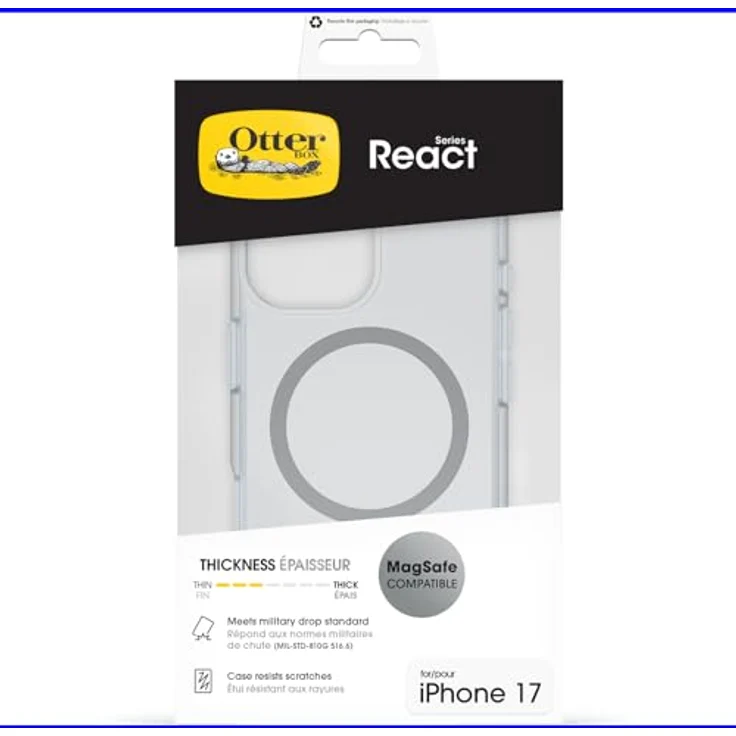 OtterBox React Series MagSafe Hülle für iPhone 17, stoßfest, ultraschlank, transparent, getestet nach Militärstandard – Bild 5