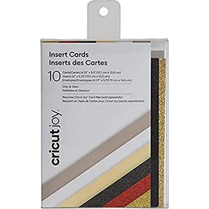 Cricut Glitzer & Glam Kartenset, A2-Format mit Einsteckkarten in Taupe, Creme und Weiß, für Cricut Joy