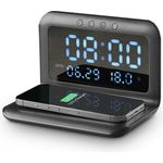 Cellularline Wireless Charging Alarm Clock Wireless Charger, 15W kabellose Ladefunktion, Raumtemperaturanzeige