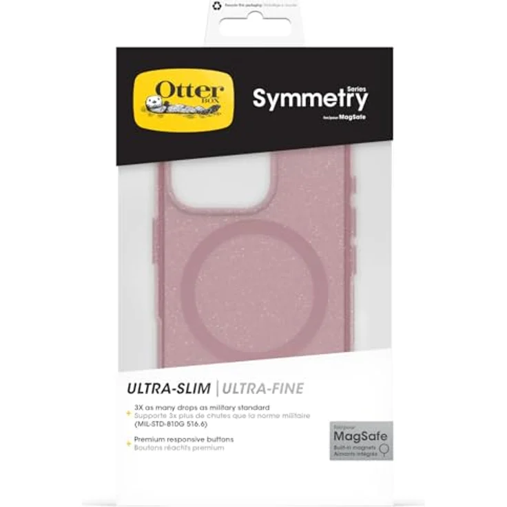 OtterBox Symmetry Series Clear MagSafe transparente Hülle für iPhone 16 Pro, stoßfest, sturzsicher, schützende Hülle, 3X getestet nach Militärstandard, Transparent/Rosa – Bild 5
