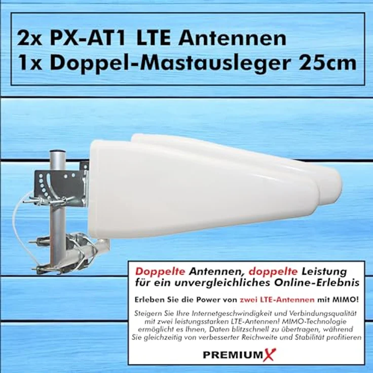 PremiumX LTE Antenne 3G 4G Mobiles Netzwerk 2x Außenantenne 10m Kabel U-Halter Mobilfunkantenne – Bild 2