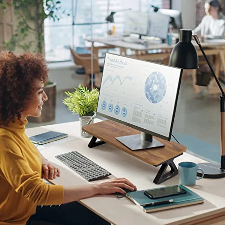 Duronic DM06-1 AW Monitorständer | 62 x 30 cm Fläche | Bis 10kg | 15cm Höhe | Ergonomischer Bildschirmständer Schreibtisch | Schreibtischaufsatz Monitor und Laptop | Bildschirmerhöhung LCD LED OLED TV – Bild 2