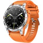 Knauermann SMART 3 (2025) Silber, Gesundheitsuhr Smartwatch mit Telefoniefunktion, Brustkorb EKG Plus HRV und SOS Funktion, AMOLED Display- BT Bluetooth, Schlafapnoe, Silikonband Orange, 14-24