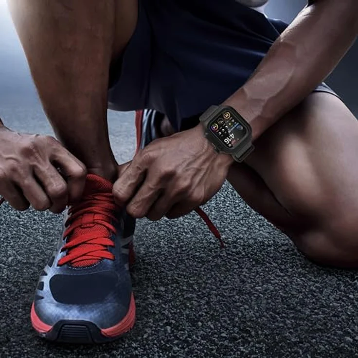 Catalyst wasserdichte Hülle für Apple Watch 44mm (SE/6/5/4), Schwarz/Grau, hypoallergenes Silikon, stoßfest, fallfest – Bild 4