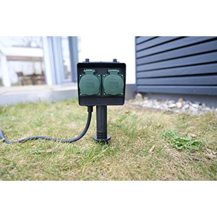 Brennenstuhl Garten-Steckdose - Außensteckdose 4-fach mit Erdspieß (witterungsbeständiger Kunststoff, Steckdose für außen mit wasserfestem Gehäuse, 1,4m Kabel) schwarz – Bild 4