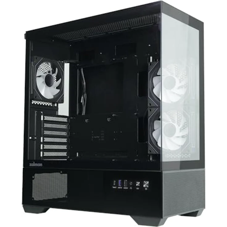 Zalman Chronix Black, ATX/Mini-ITX/mATX PC Gehäuse mit gehärteten Glasplatten und RGB-Lüftern, Schwarz – Bild 4