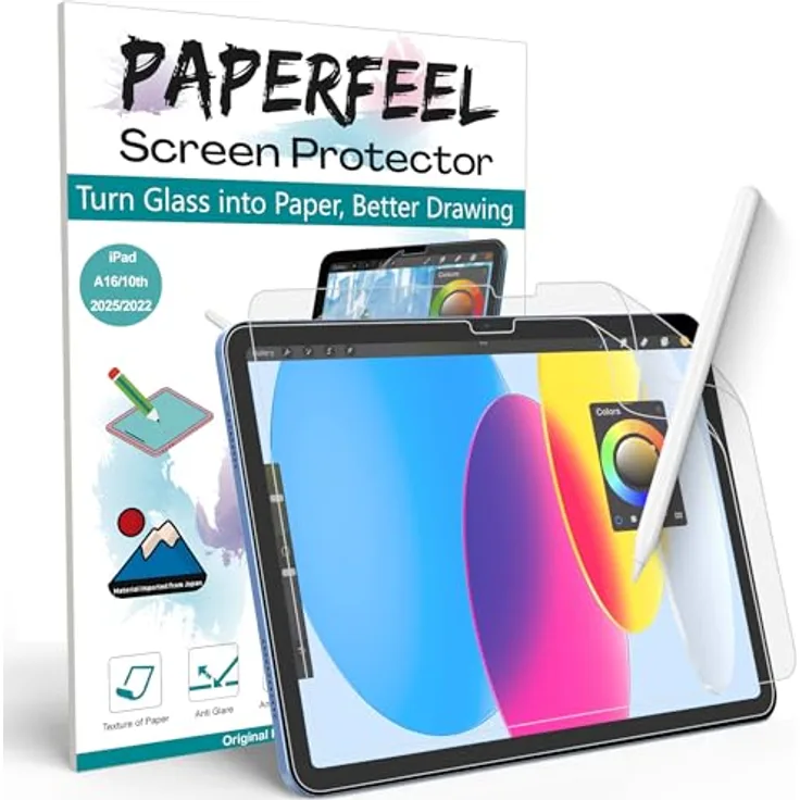 PAPERFEEL Paperfeel Folie für iPad A16/11./10. Generation 11/10,9 Zoll 2025/2022, Matt Papier Displayschutzfolie, Anti-Fingerabdruck, Blendschutz, 2er Pack